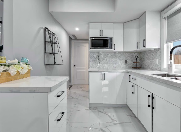 White modern kitchen renovation, Scarborough