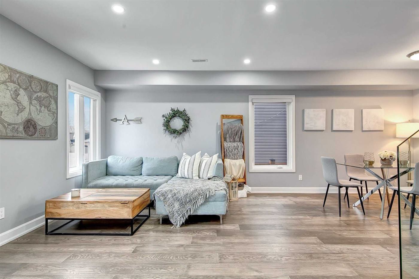 Renovated open-concept living room, East Street project