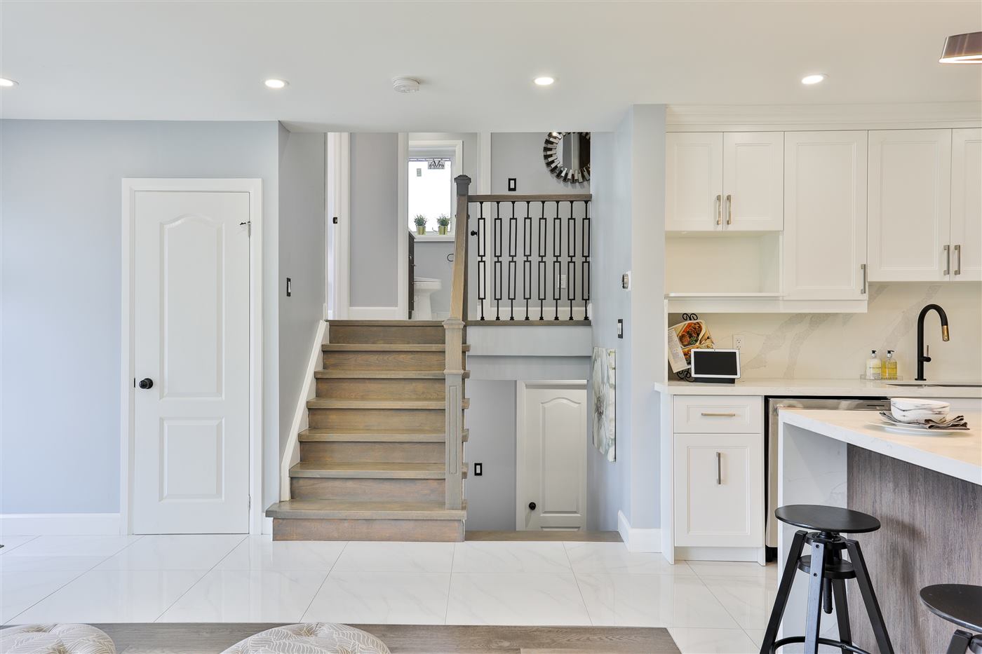 New staircase and powder room nook, Heatherington Drive project